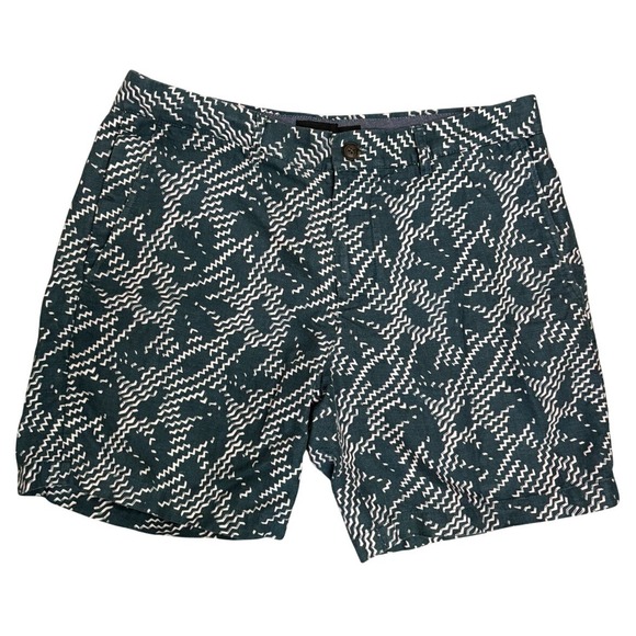 Club Monaco Other - Club Monaco Chino Shorts Mens 30 Baxter Fit Linen Cotton Navy Blue Floral White